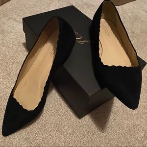 JCrew Black Suede Scalloped Edge Flats Size 6.5